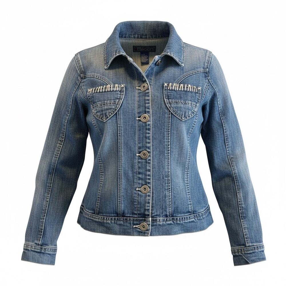 Baccini Denim Jean Jacket Size Medium Button Down